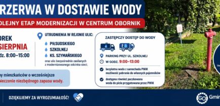 Aktualności - We wtorek przerwa w dostawie wody w centrum Obornik